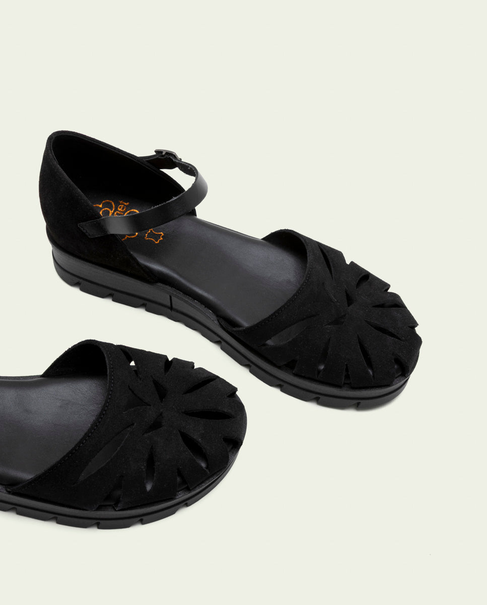 BLACK LACED SANDALS BIANCA