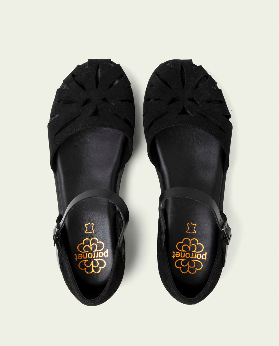BLACK LACED SANDALS BIANCA
