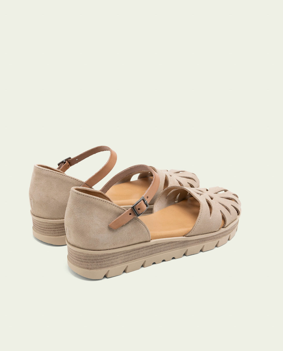 ARENA BIANCA TAUPE LEATHER SANDALS