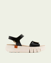 DILARA BLACK WEDGE HEEL LEATHER SANDALS