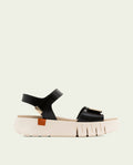 DILARA BLACK WEDGE HEEL LEATHER SANDALS
