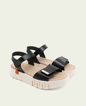 DILARA BLACK WEDGE HEEL LEATHER SANDALS