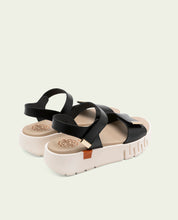 DILARA BLACK WEDGE HEEL LEATHER SANDALS