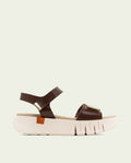 DILARA BLACK WEDGE HEEL LEATHER SANDALS