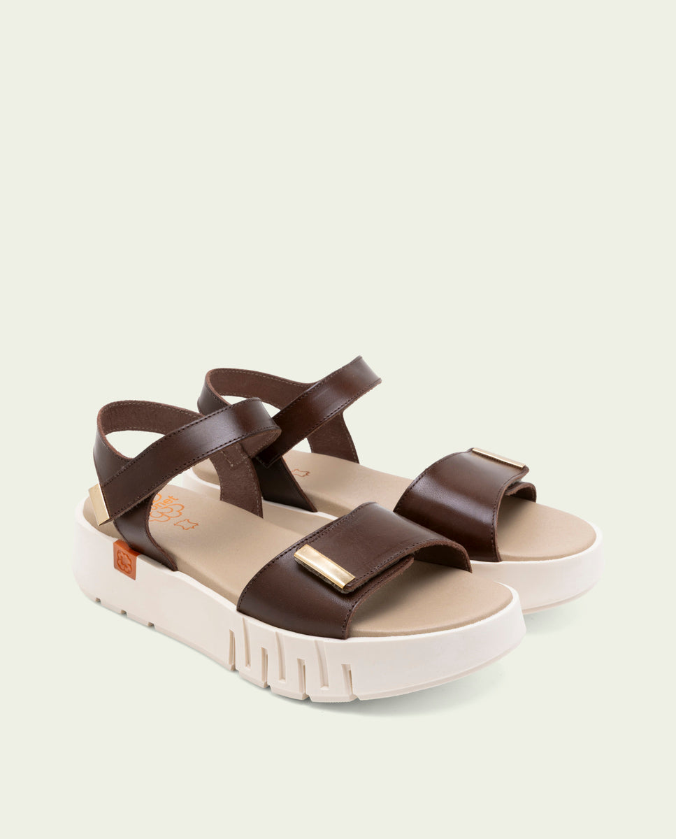 DILARA BLACK WEDGE HEEL LEATHER SANDALS