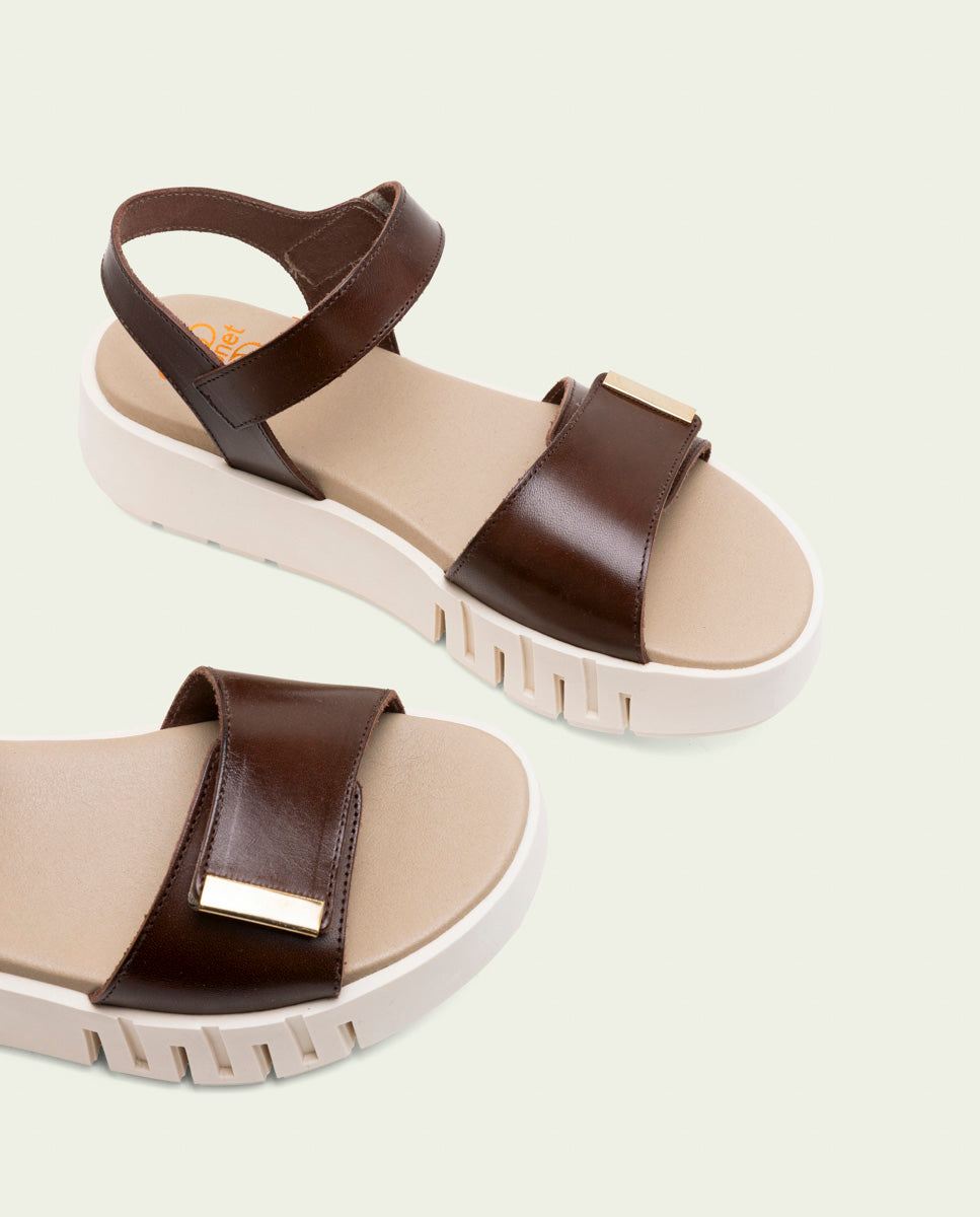 DILARA BLACK WEDGE HEEL LEATHER SANDALS