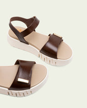 DILARA BLACK WEDGE HEEL LEATHER SANDALS