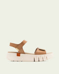 DILARA TAUPE WEDGE HEEL LEATHER SANDALS