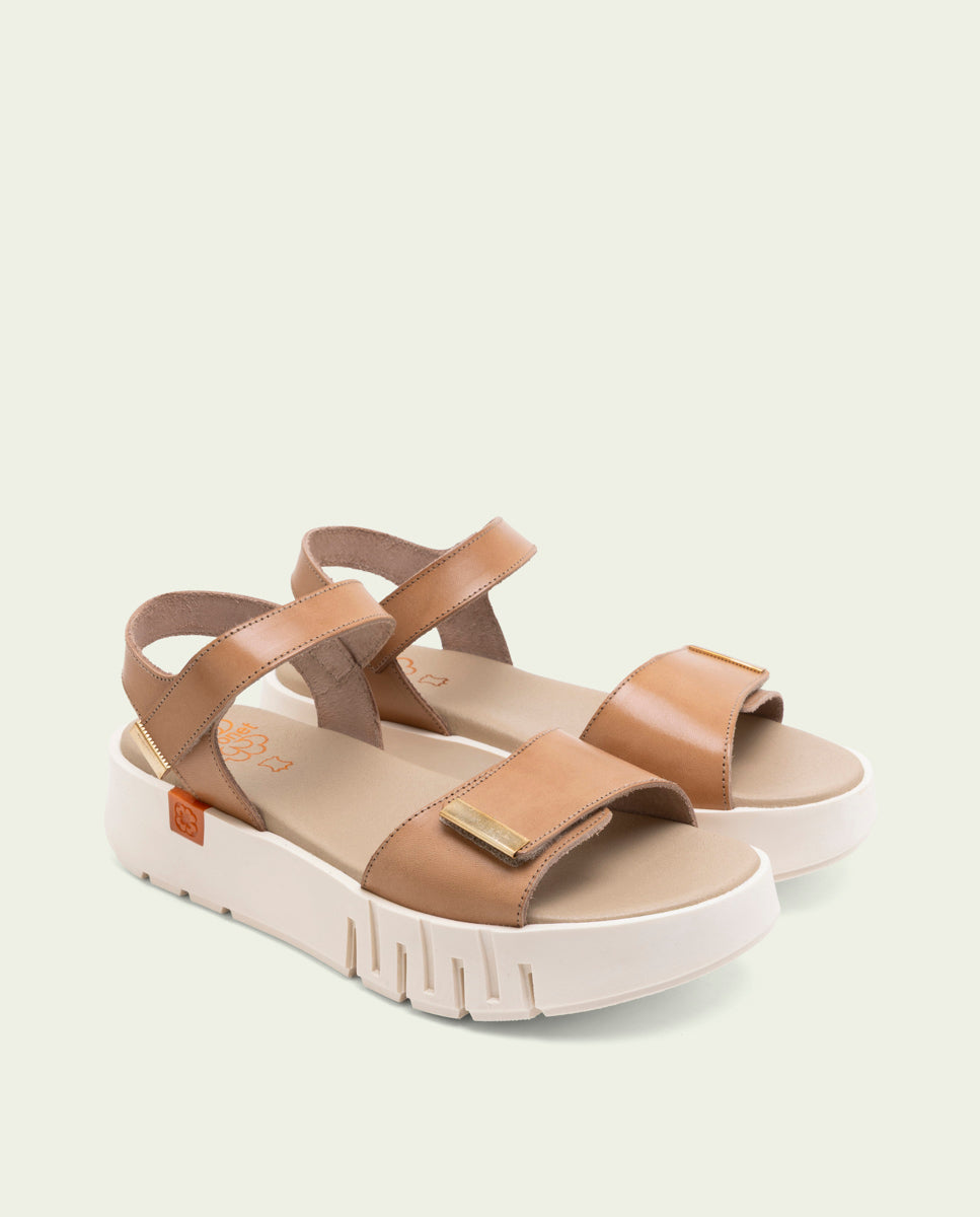 DILARA TAUPE WEDGE HEEL LEATHER SANDALS
