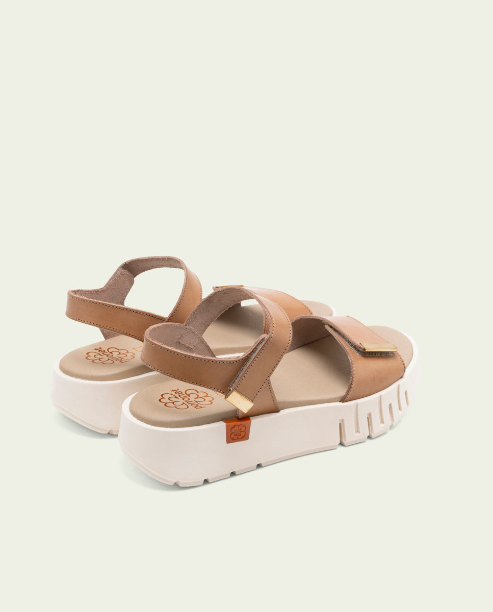 DILARA TAUPE WEDGE HEEL LEATHER SANDALS