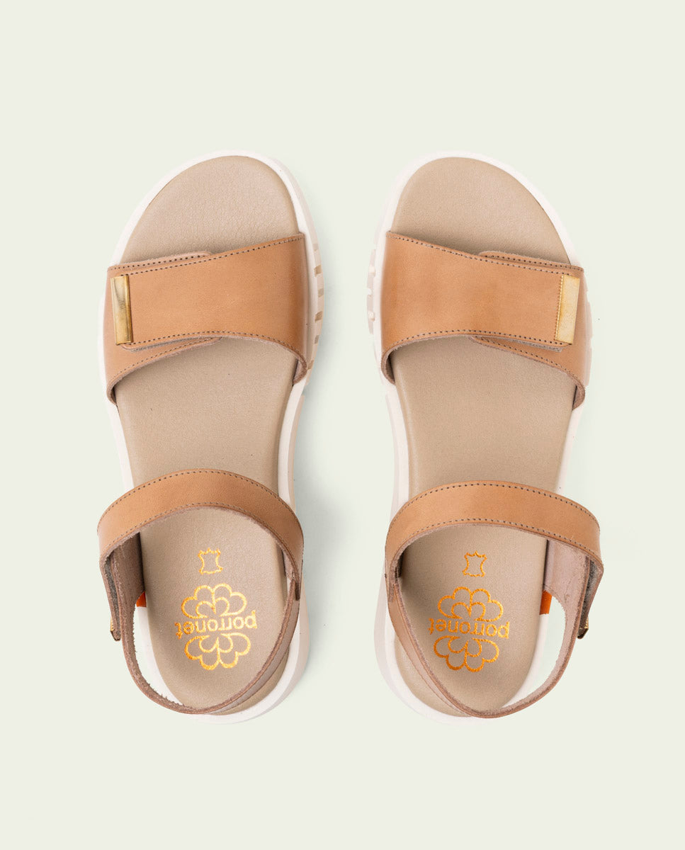 DILARA TAUPE WEDGE HEEL LEATHER SANDALS