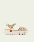 DIANA GOLD WEDGE HEEL LEATHER SANDALS