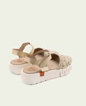 DIANA GOLD WEDGE HEEL LEATHER SANDALS