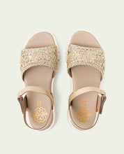 DIANA GOLD WEDGE HEEL LEATHER SANDALS