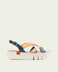 DANIELA BLUE COLORED WEDGE HEEL LEATHER SANDALS
