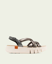 DANIELA GRAY WEDGE HEEL LEATHER SANDALS
