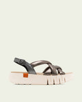 DANIELA GRAY WEDGE HEEL LEATHER SANDALS