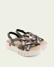 DANIELA GRAY WEDGE HEEL LEATHER SANDALS