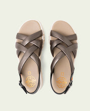 DANIELA GRAY WEDGE HEEL LEATHER SANDALS