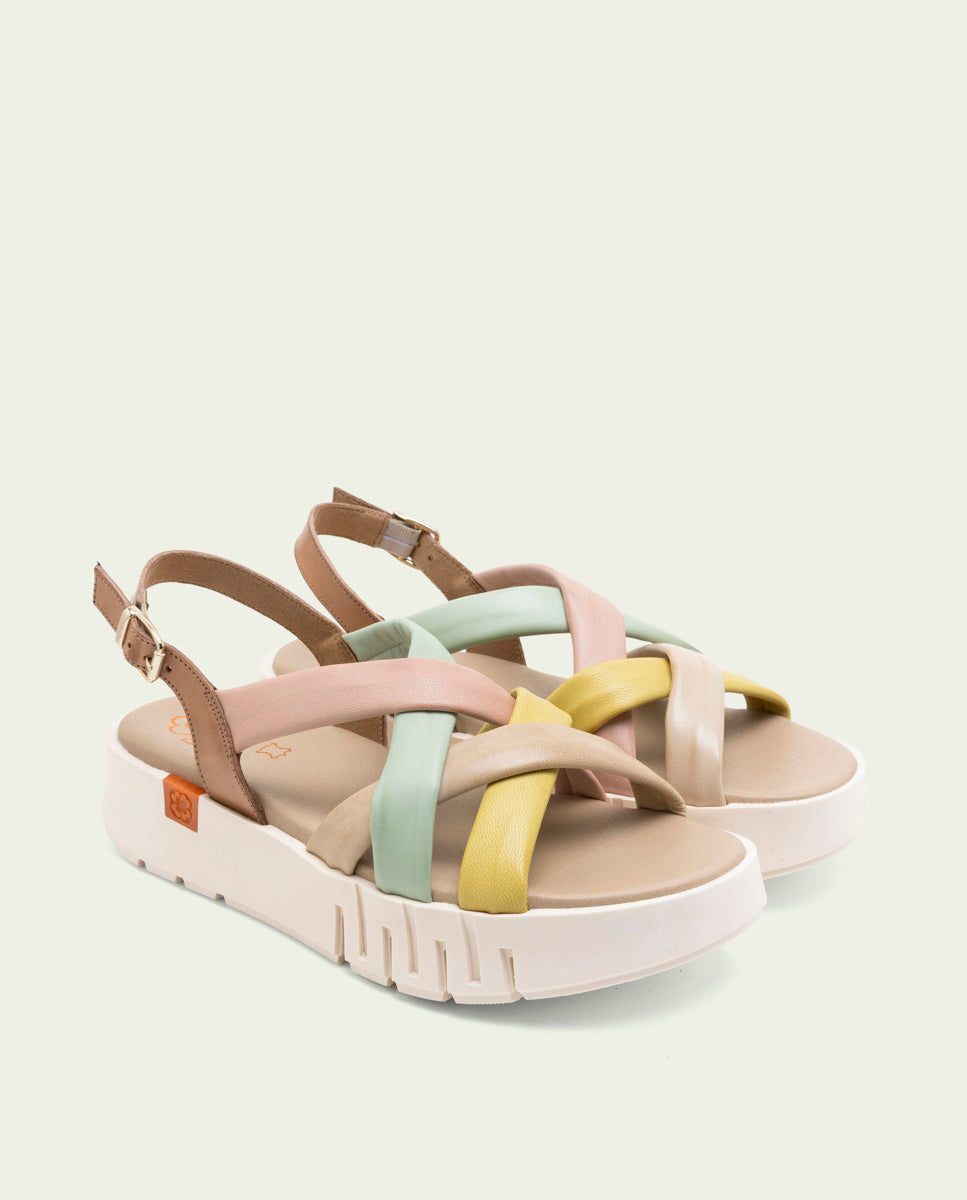 DANIELA TAUPE COLORED WEDGE HEEL LEATHER SANDALS