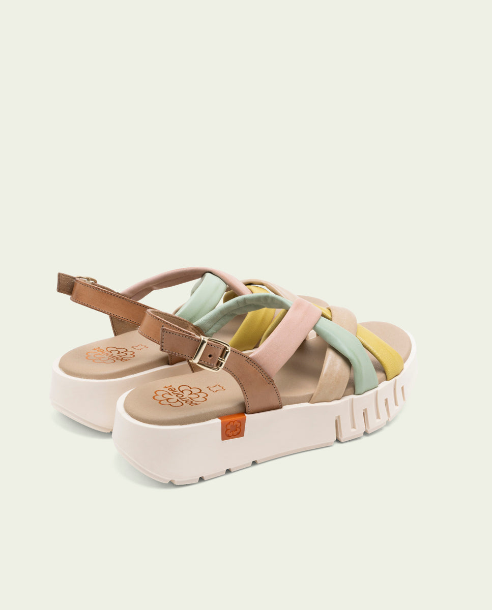 DANIELA TAUPE COLORED WEDGE HEEL LEATHER SANDALS