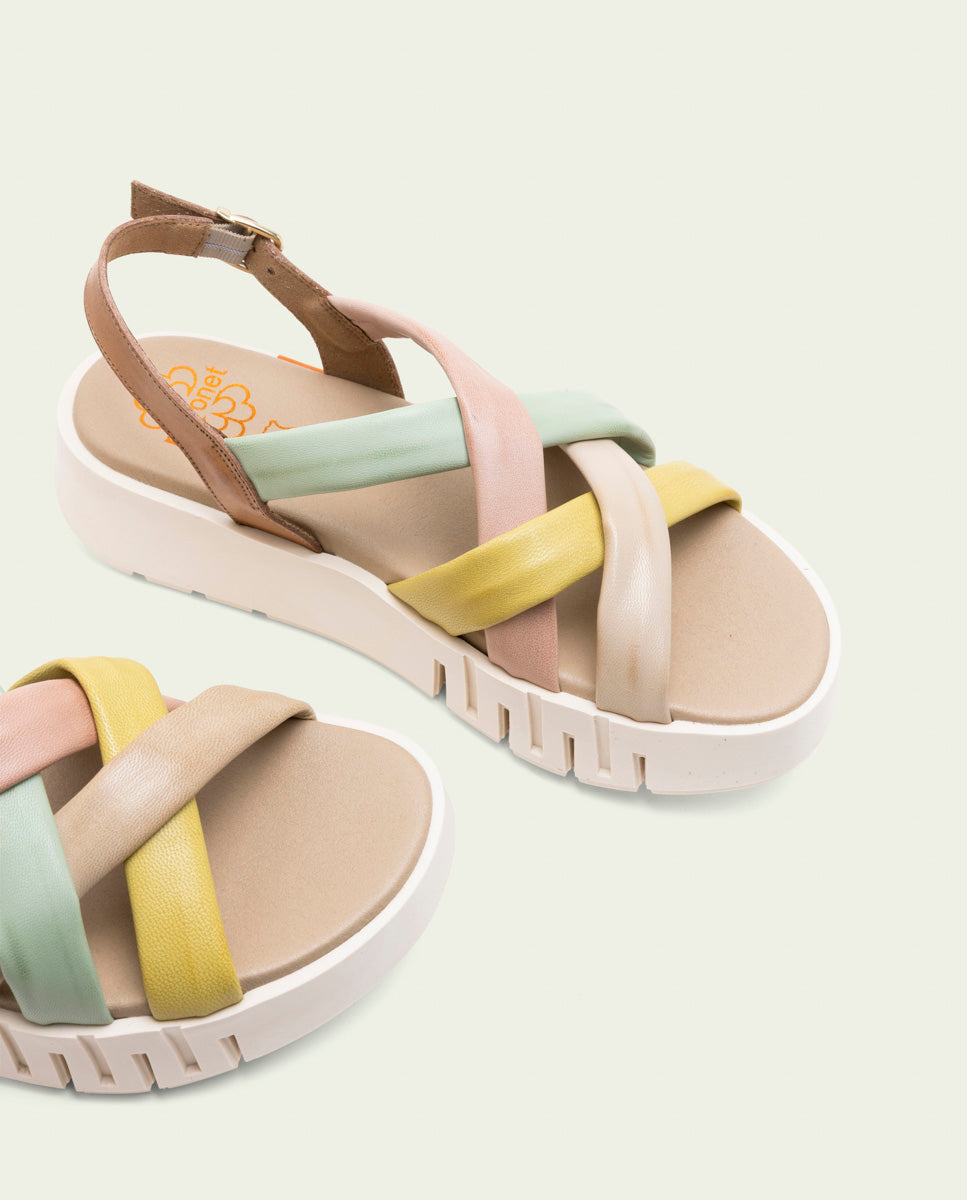 DANIELA TAUPE COLORED WEDGE HEEL LEATHER SANDALS