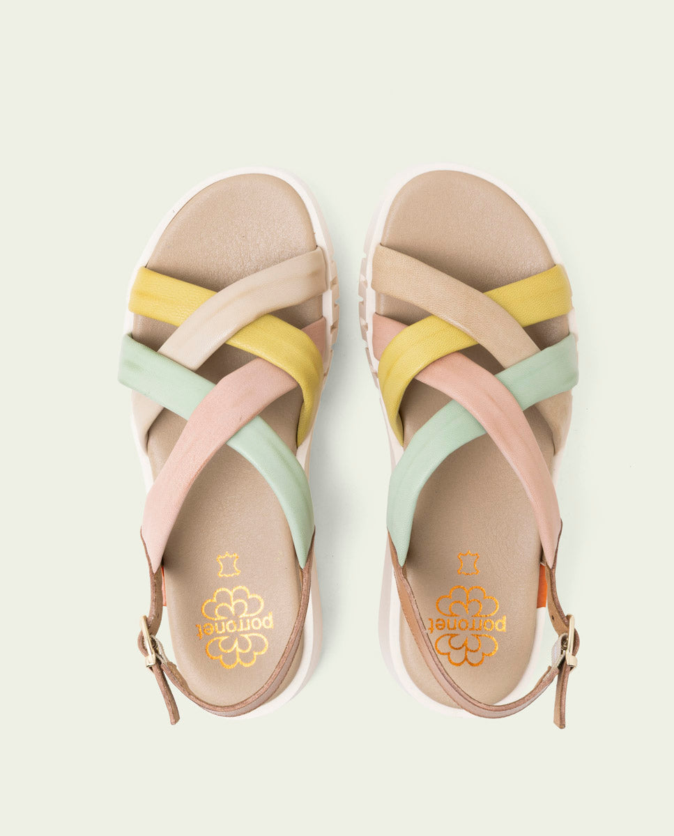 DANIELA TAUPE COLORED WEDGE HEEL LEATHER SANDALS