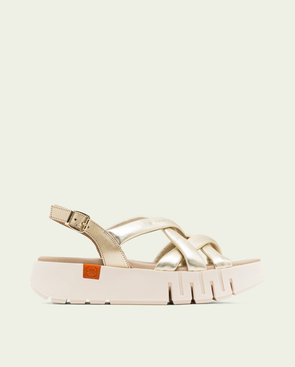 DANIELA GOLD WEDGE HEEL SANDALS
