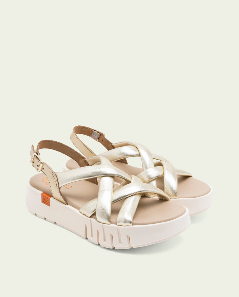 DANIELA GOLD WEDGE HEEL SANDALS