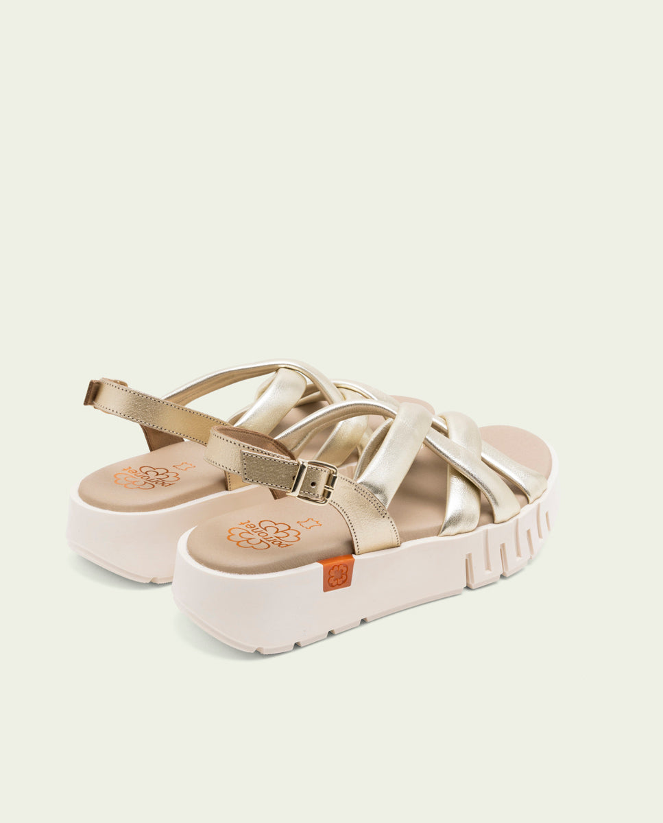 DANIELA GOLD WEDGE HEEL SANDALS