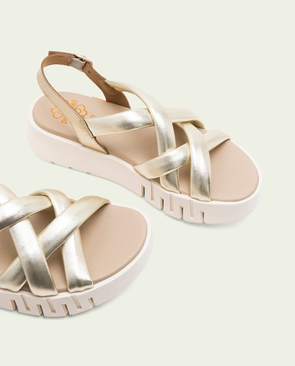 DANIELA GOLD WEDGE HEEL SANDALS