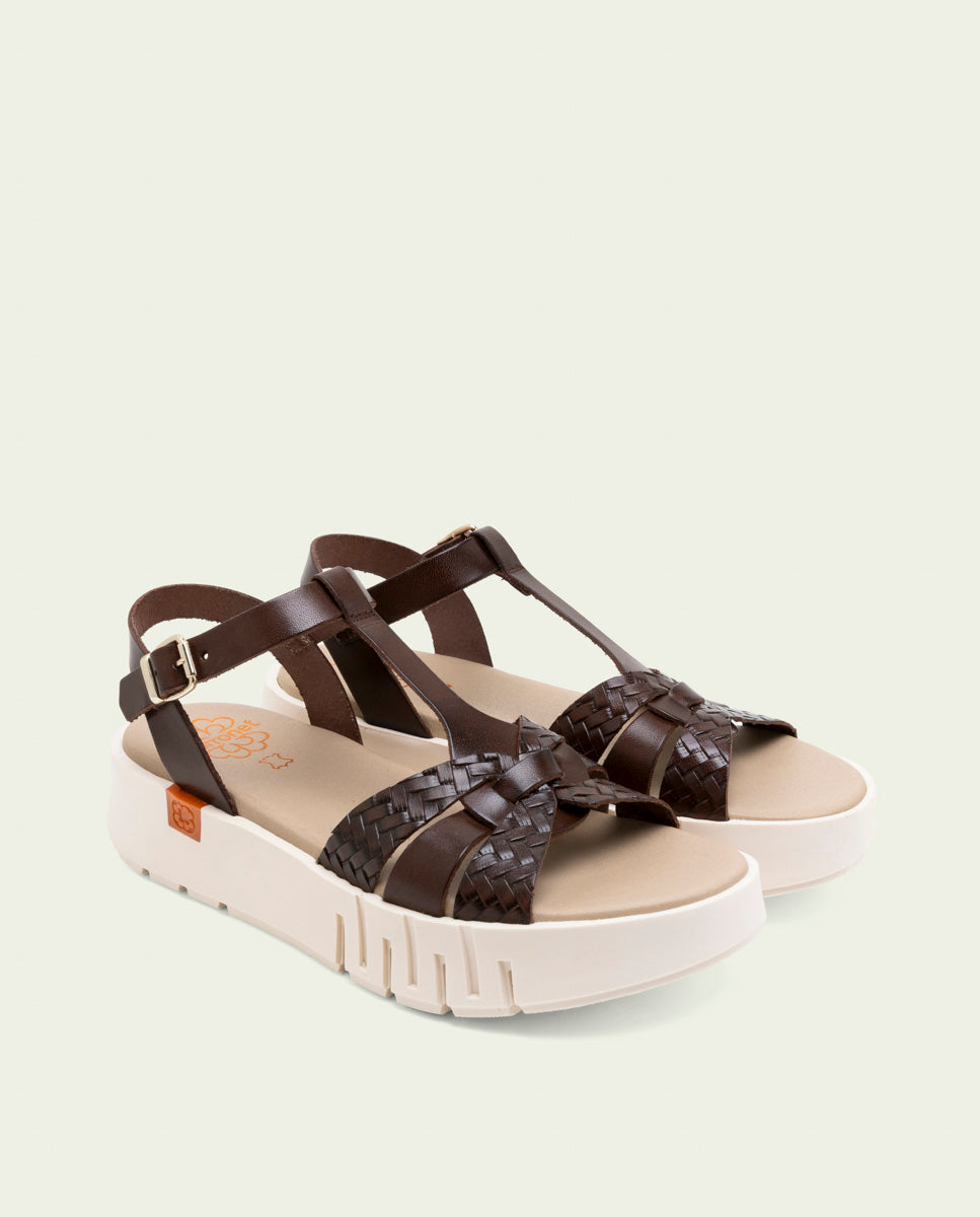 DULCE MOCHA WEDGE HEEL LEATHER SANDALS
