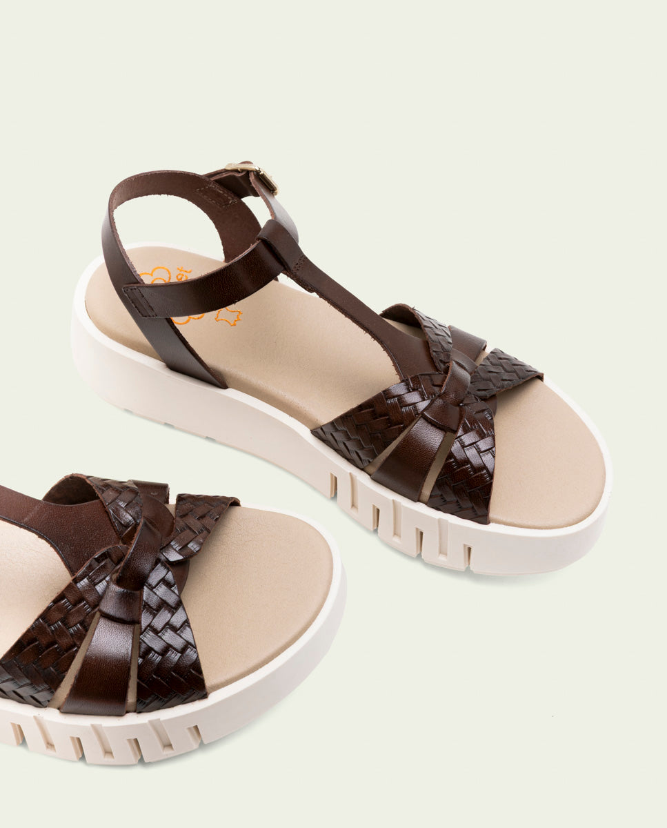 DULCE MOCHA WEDGE HEEL LEATHER SANDALS