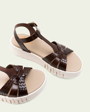 DULCE MOCHA WEDGE HEEL LEATHER SANDALS