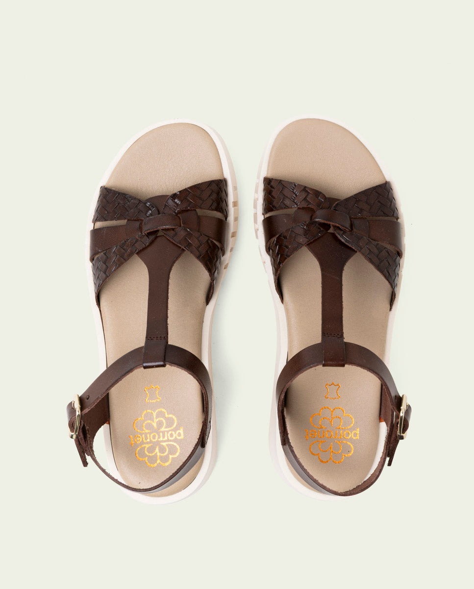 DULCE MOCHA WEDGE HEEL LEATHER SANDALS