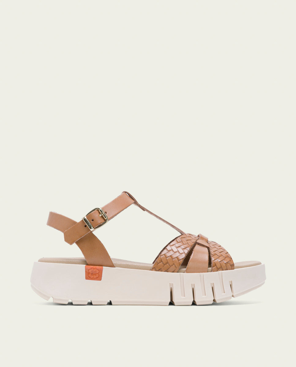 DULCE TAUPE WEDGE HEEL LEATHER SANDALS