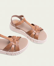 DULCE TAUPE WEDGE HEEL LEATHER SANDALS