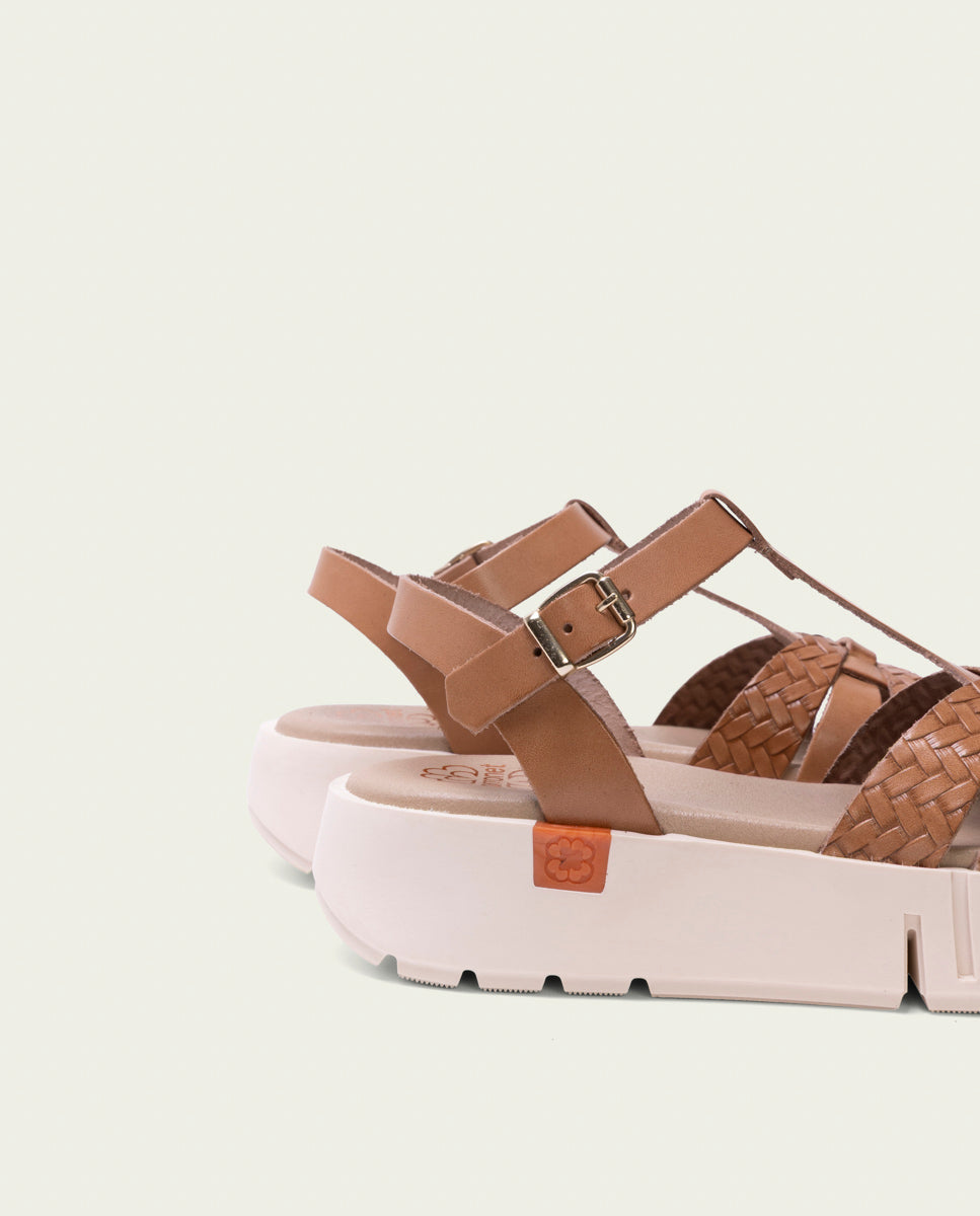 DULCE TAUPE WEDGE HEEL LEATHER SANDALS