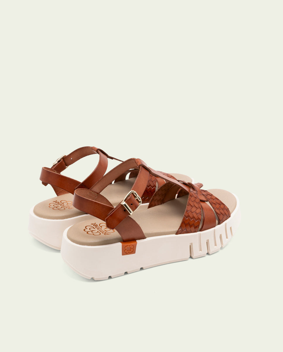 DULCE LEATHER WEDGE HEEL SANDALS