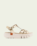 DULCE GOLD WEDGE HEEL LEATHER SANDALS