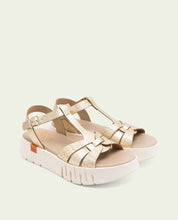 DULCE GOLD WEDGE HEEL LEATHER SANDALS