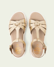 DULCE GOLD WEDGE HEEL LEATHER SANDALS