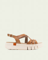 DÉBORA TAUPE WEDGE HEEL LEATHER SANDALS