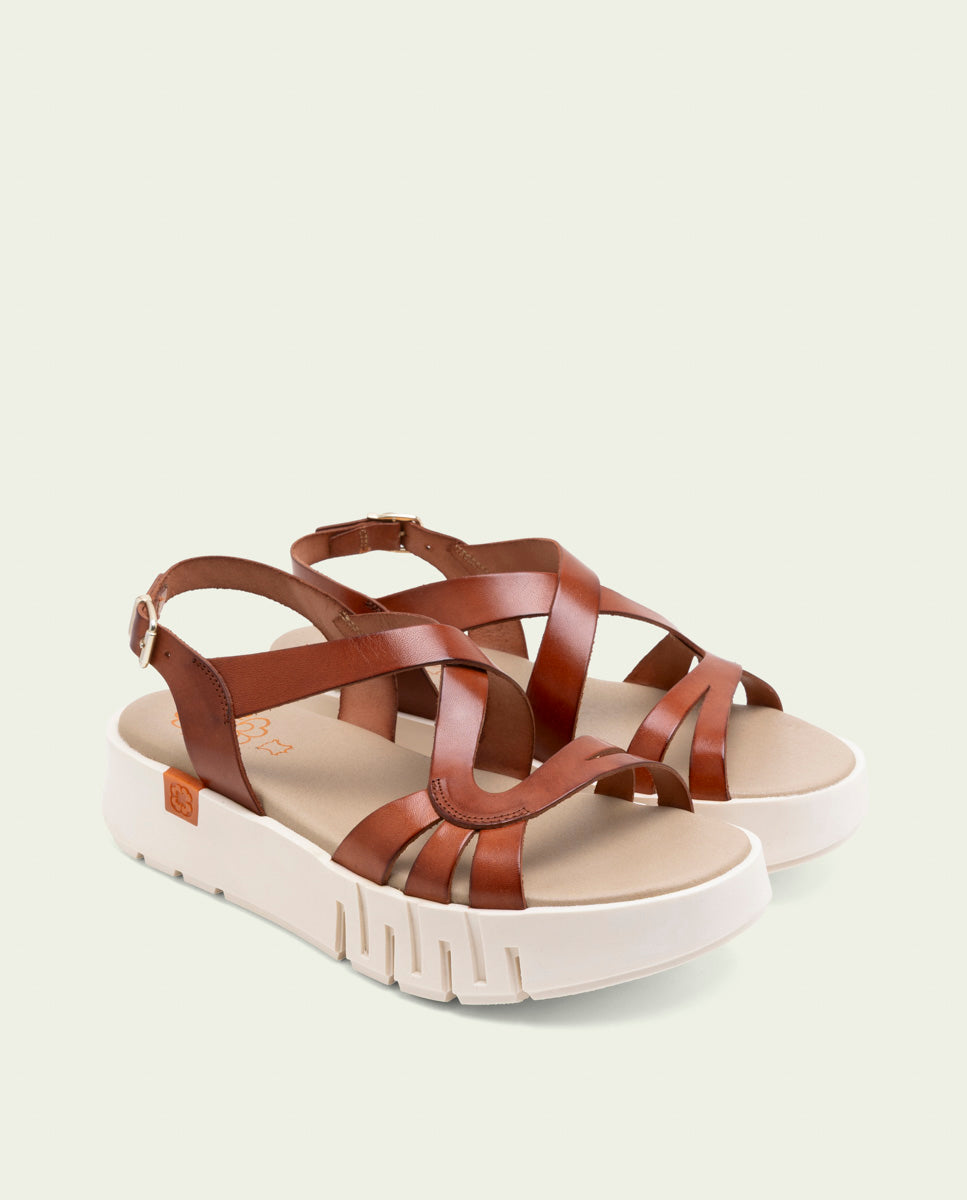 DÉBORA LEATHER WEDGE HEEL SANDALS