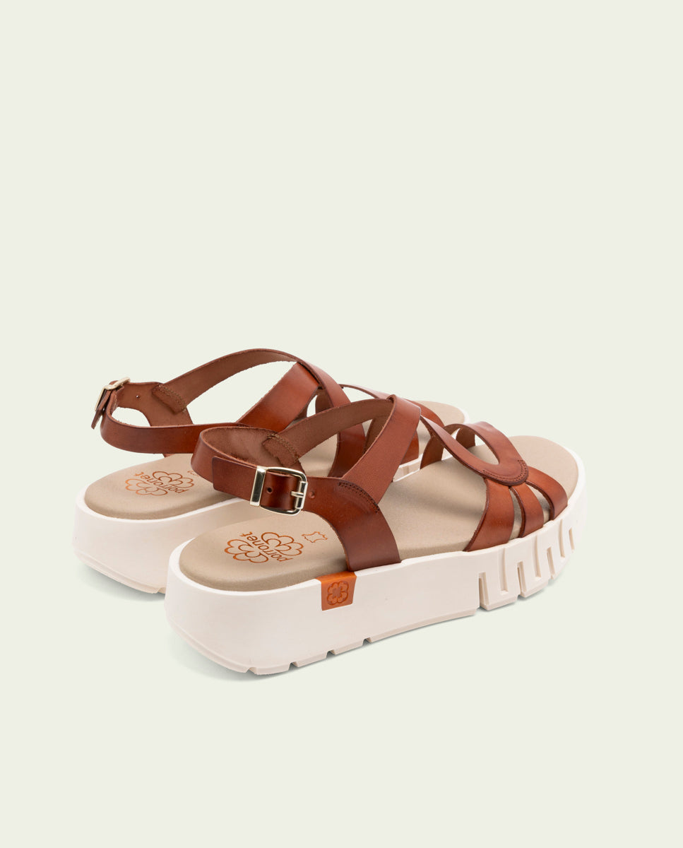 DÉBORA LEATHER WEDGE HEEL SANDALS