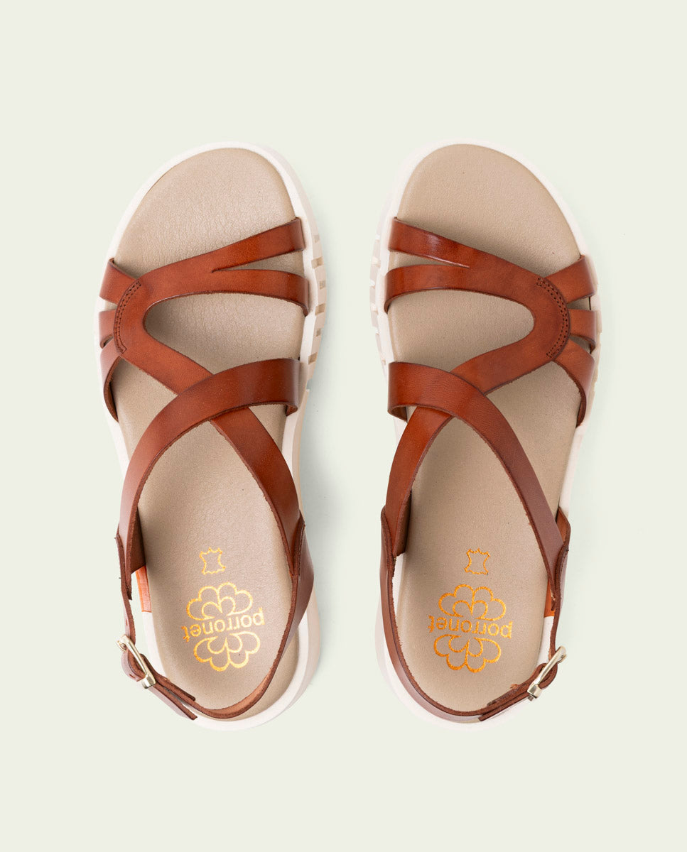 DÉBORA LEATHER WEDGE HEEL SANDALS