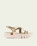 DÉBORA GOLD WEDGE HEEL LEATHER SANDALS