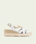 ELISA WHITE GOLD WEDGE HEEL LEATHER SANDALS