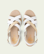ELISA WHITE GOLD WEDGE HEEL LEATHER SANDALS