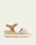 ELISA TAUPE WEDGE HEEL LEATHER SANDALS